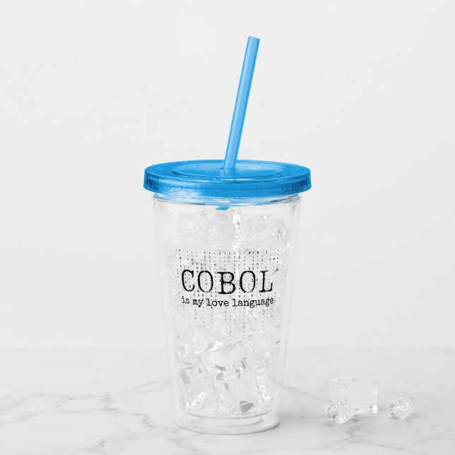 Vaso Acrílico Cobol es mi lenguaje de amor.b (Reverso (hielo))