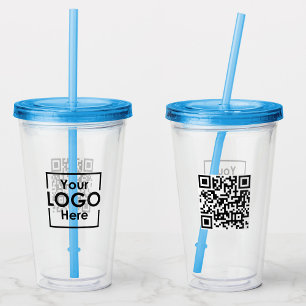 Vaso Acrílico Cód. QR con logotipo profesional personalizado sim