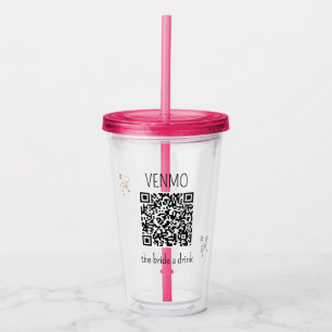 Vaso Acrílico Código QR de VENMO para comprarle una bebida a la