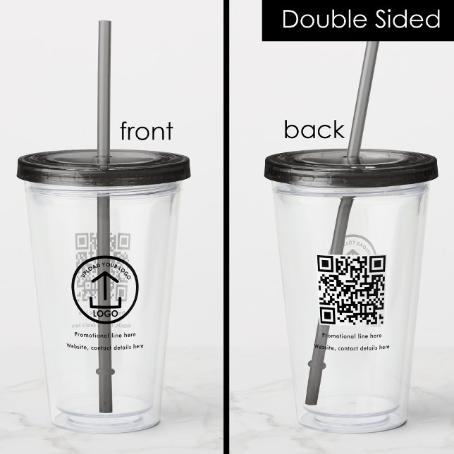 Vaso Acrílico Código QR para logotipos profesionales (Professional Business Logo Text Promo QR Code Acrylic Tumbler)