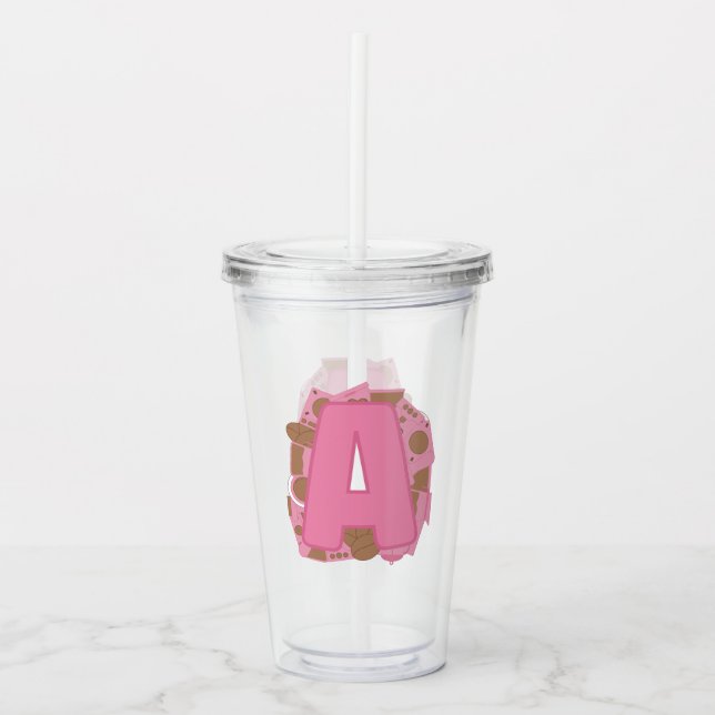 Vaso Acrílico Coffee Letter A: Monogram Initial  (Anverso)