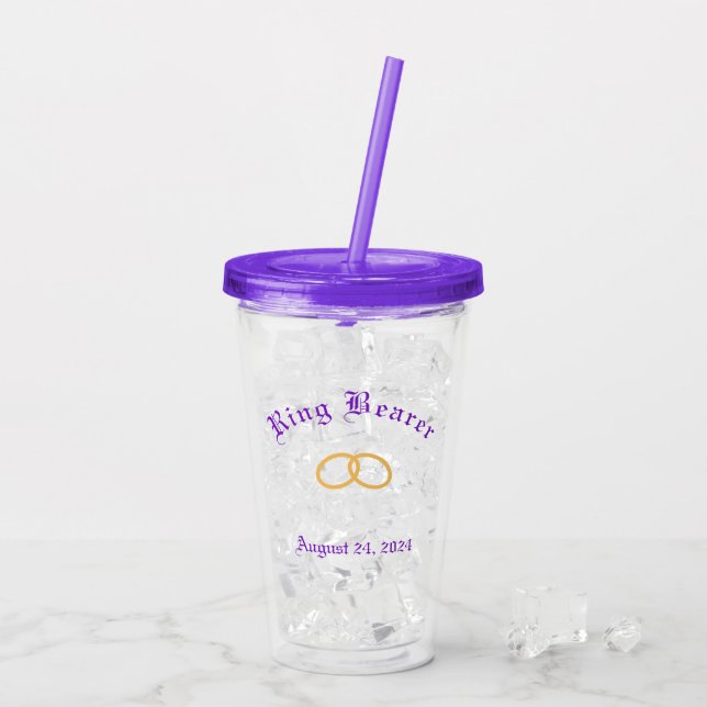 Vaso Acrílico Cojín elegante con violetas (Reverso (hielo))
