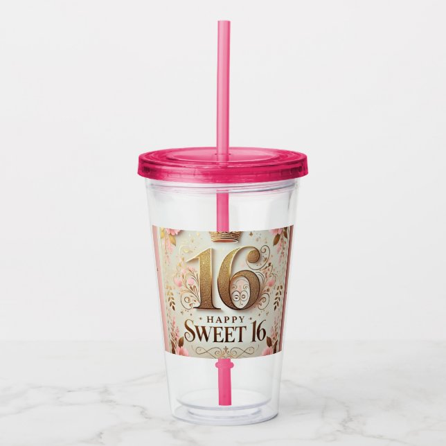 Vaso Acrílico Colección Murugi Drinkware Sweet16 Cumpleaños (Anverso)