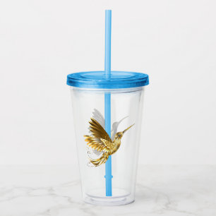 Vaso Acrílico Colibrí negro y dorado