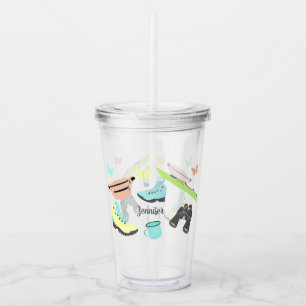 Vaso Acrílico Collage de aventuras al aire libre personalizado