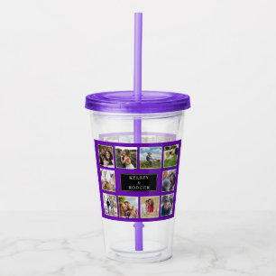 Vaso Acrílico Collage de fotos Purple Custom Wedding