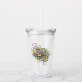 Vaso Acrílico Collage de salpicaduras de Mardi Gras