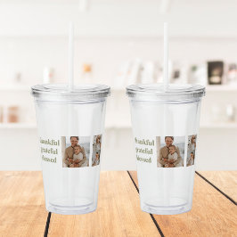 Vaso Acrílico Collage moderno de tres fotos | Feliz Día de Acció