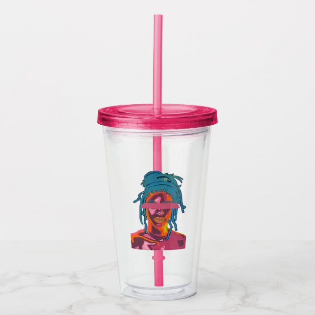 Vaso Acrílico Color Me 16oz, rosa fucsia (Anverso)