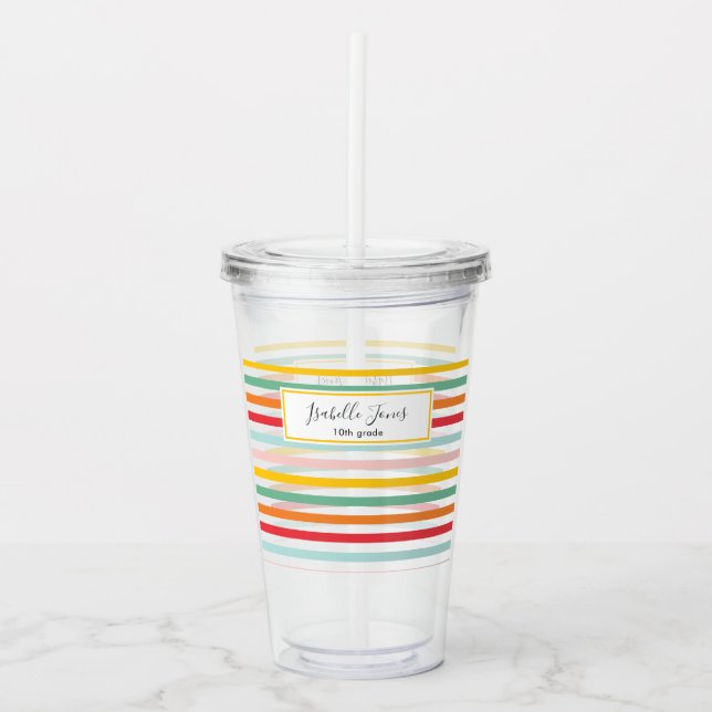 Vaso Acrílico colorida brillante escuela de educación divertida  (Anverso)