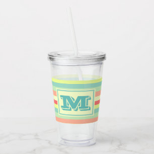 Vaso Acrílico Coloridas franjas luminosas Monograma moderno