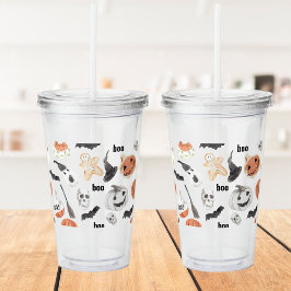 Vaso Acrílico Colorido patrón de miedo de Halloween |Feliz Hallo