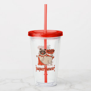 Vaso Acrílico Comer es mi sobrenombre rojo cloak pug estilo cómi