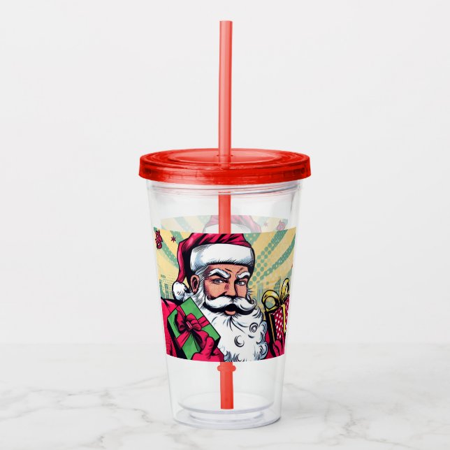 Vaso Acrílico Comic book Santa/Navidades (Anverso)
