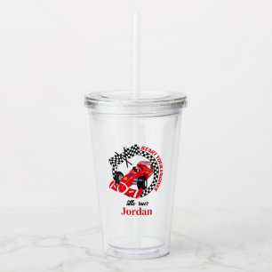 Vaso Acrílico Comienza tu coche de carreras rojas de los motores