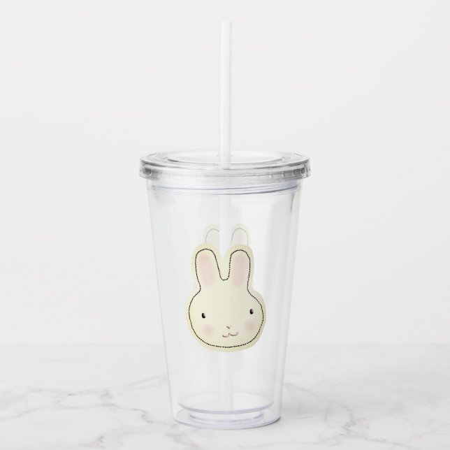Vaso Acrílico Conejo de crema pastel personalizado ilustracion n (Anverso)