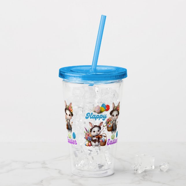 Vaso Acrílico Conejos felices de Pascua  (Reverso (hielo))