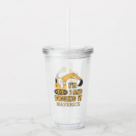 Vaso Acrílico Construcción Niños amarillos Dump Camión Cumpleaño