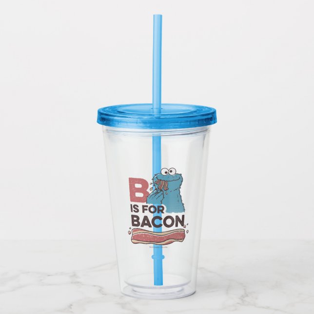 Vaso Acrílico Cookie Monster | B es para Bacon (Anverso)