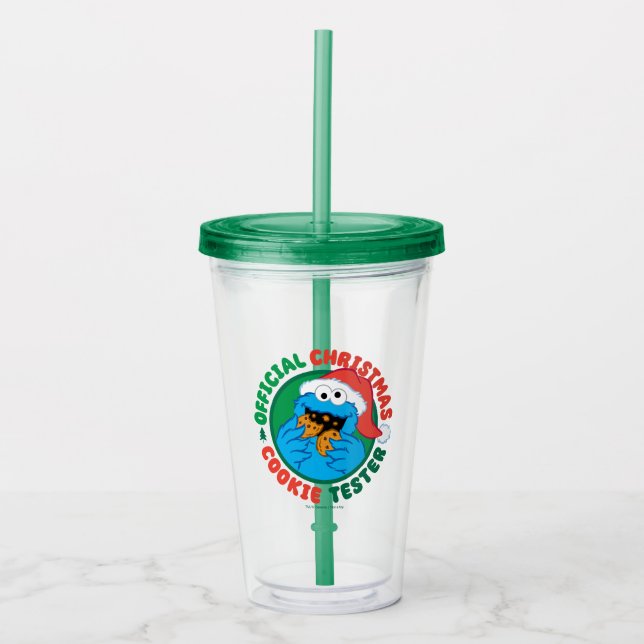 Vaso Acrílico Cookie Monster | Navidades oficiales Cookie Tester (Anverso)