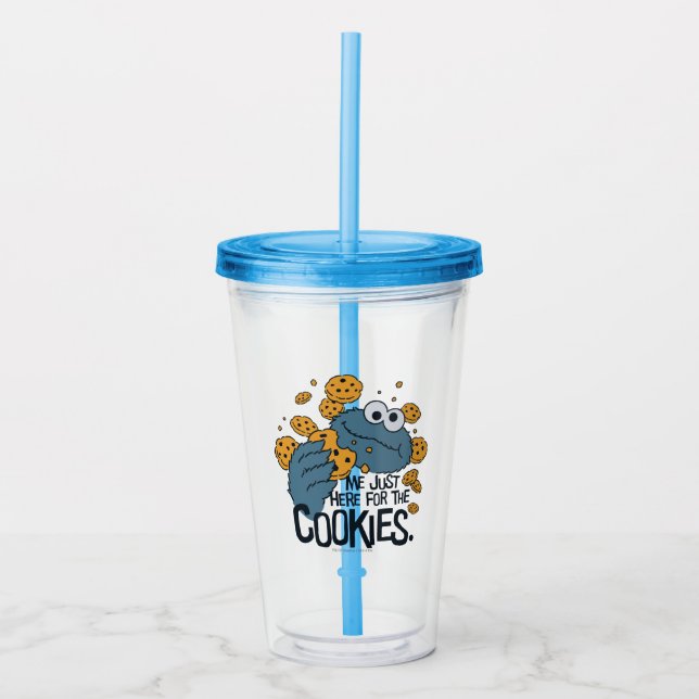 Vaso Acrílico Cookie Monster | Yo solo aquí para las galletas (Anverso)