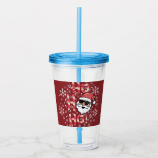Vaso Acrílico Cool Retro Santa Navidad Pañuelo de seda rojo