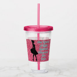 Vaso Acrílico Copa Acrílica De Chica De Esparkle Rosa Con Paja