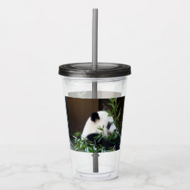 Vaso Acrílico Copa de Aritílico de Oso Panda con tapa y paja