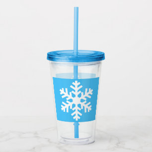 Vaso Acrílico Copa de copos de nieve con tapa y paja