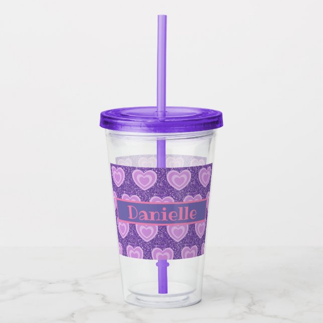 Vaso Acrílico Copa Purple Heart Personalizada (Anverso)
