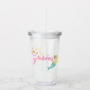 Vaso Acrílico Copa Tumbler de sirena de gato