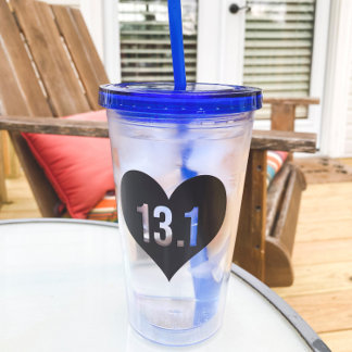 Vaso Acrílico Corazón 13.1 Carreras Distancia Media Maratón