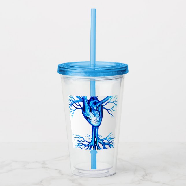 Vaso Acrílico Corazón azul (Anverso)