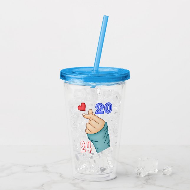 Vaso Acrílico Corazón coreano 2024 (Reverso (hielo))