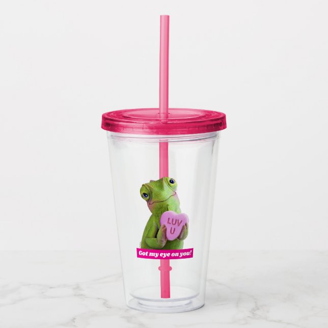 Vaso Acrílico Corazón de Camaleón (Te Amo) (Anverso)
