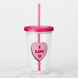 Vaso Acrílico Corazón de Caramelo de San Valentín