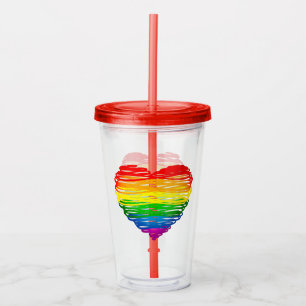 Vaso Acrílico Corazón de colores de arcoíris de SlipperyJoe gara
