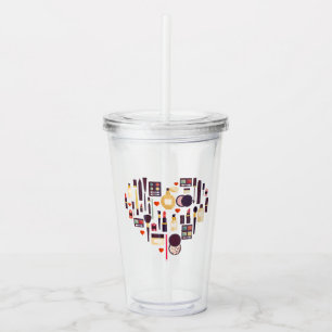Vaso Acrílico Corazón de Comestics