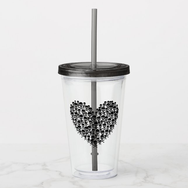 Vaso Acrílico Corazón de cráneo (Anverso)