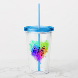 Vaso Acrílico Corazón salpicado