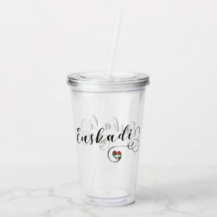 Vaso Acrílico Corazón vasco de la bandera de país de Euskadi