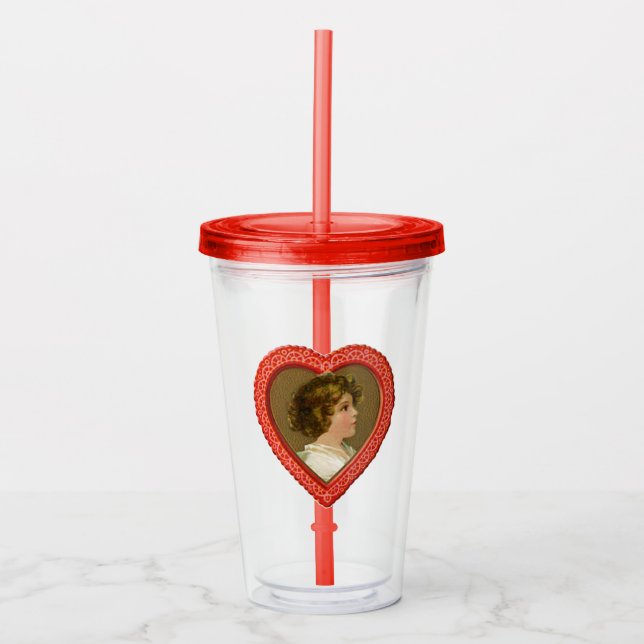 Vaso Acrílico Corazón Vintage (Anverso)