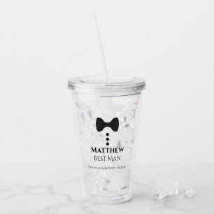 Vaso Acrílico Corbata de lazo negro linda y botones Mejor hombre