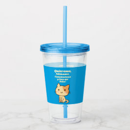 Vaso Acrílico Cota de gato: quiéreme, mímame y hazme feliz