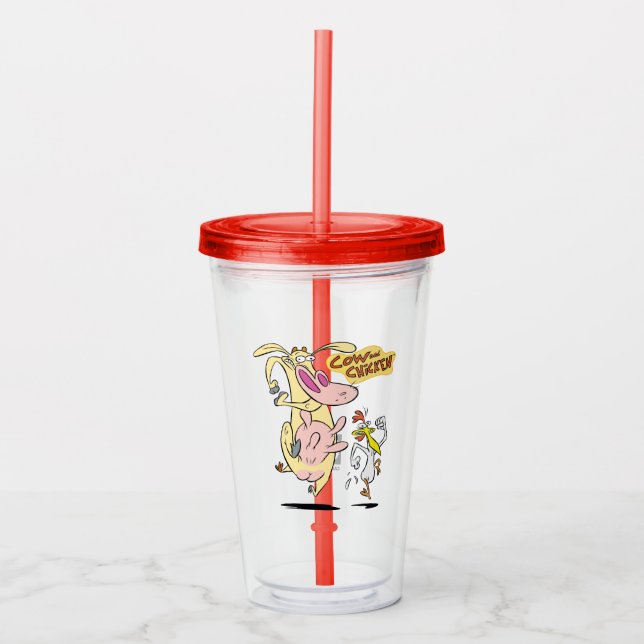 Vaso Acrílico Cow and Chicken Running Graphic (Anverso)