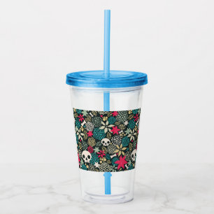 Vaso Acrílico Cráneo de flores