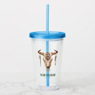Vaso Acrílico Cráneo de trompetas tribales nativas