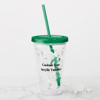 Vaso Acrílico Crea tu propio Custom simple de 16oz, Verde oscuro