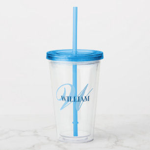 Vaso Acrílico Crear su nombre de monograma personalizado negro