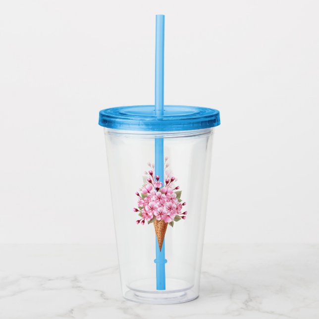 Vaso Acrílico Crema rosa de hielo Sakura Waffle Cone (Anverso)